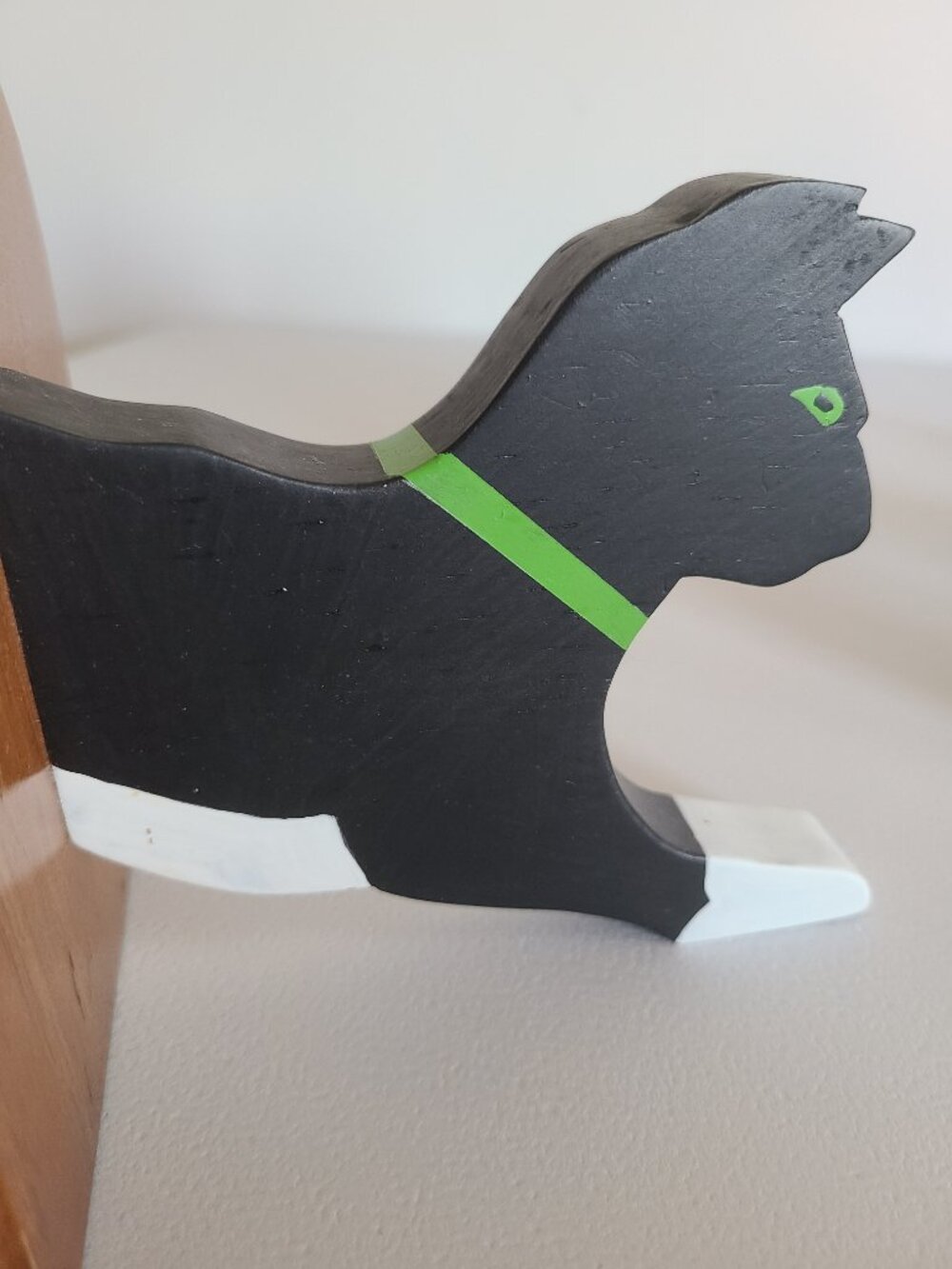Bookends Wooden Cat Handmade Handpainted Initials WJM Black Cat - Picture 9 of 12